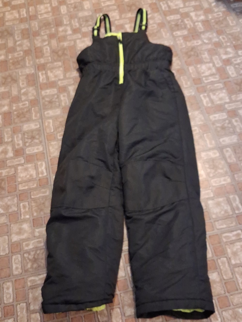 Swiss Tech Black Kids Snow Overalls with Neon Yellow Trim